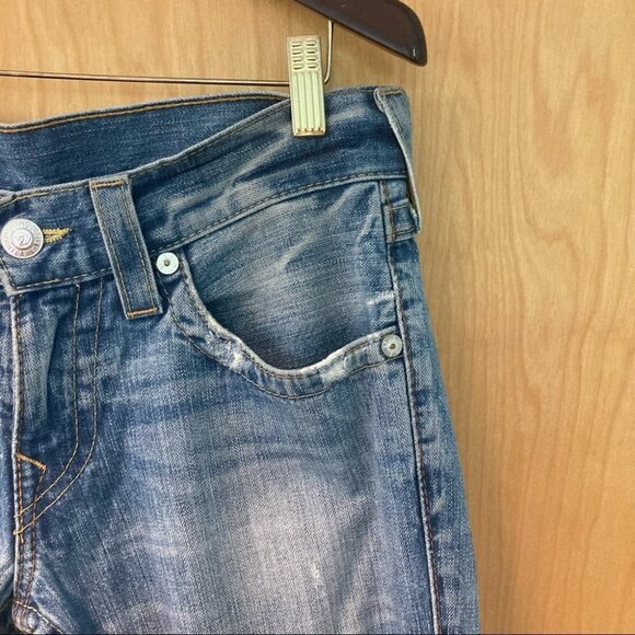 TRUE RELIGION Sz 30 X 34 Ricky  Light Medium Wash Distressed Jeans - Picture 5 of 14